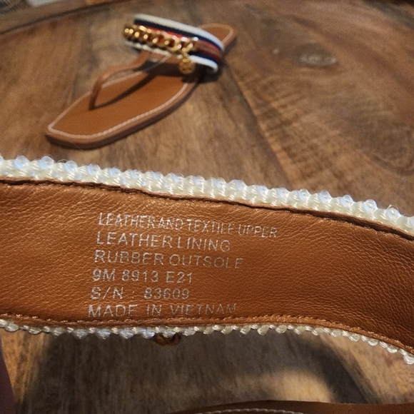 Tory Burch Striped Mini Benton Chain Band Thong Sandals Womens Sz 9 - Picture 11 of 12